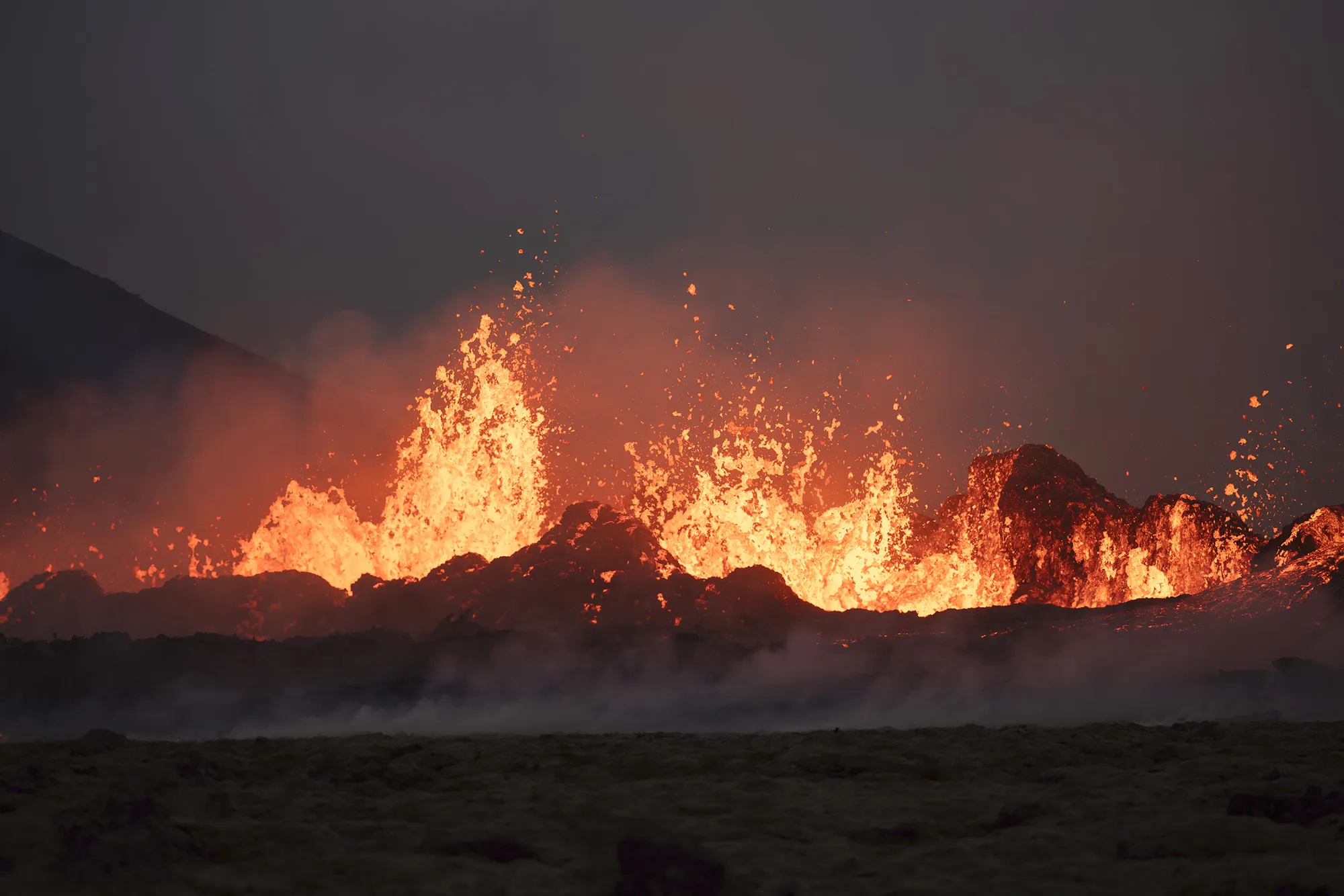 A volcano spitting out magma